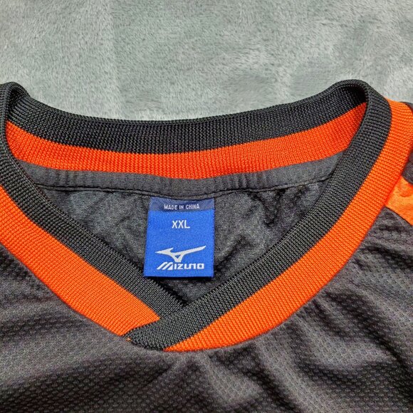 Mizuno Baseball Wind Lite Performance Pullover Shirt Black Orange Men Sz 2XL - Picture 3 of 11